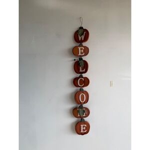 Nantucket Distributing Wooden Pumpkin Welcome Sign Vertical Fall Harvest Decor